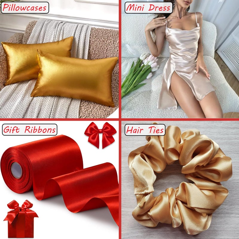 Barcelonetta Satin Fabric | Decoration & Sewing | Shiny & Luxury | 60" Wide Roll | Metallic Shiny | Upholstery, Lining, Drapery, DIY Crafts (Red, 5 Yards) - Image 5